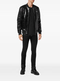 Philipp Plein crocodile-effect panelled bomber jacket
